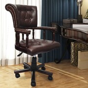 vidaXL Skórzany fotel kapitana Chesterfield brązowy vidaXL 20042