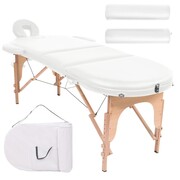 vidaXL Składany stół do masażu z 2 wałkami, grubość 10 cm, biały vidaXL 110158