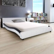 vidaXL Łóżko ze sztucznej skóry z materacem Memory Foam 140x200 cm czarne i białe vidaXL 273864