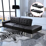 vidaXL Rozkładana kanapa ze sztucznej skóry, czarna vidaXL 244304