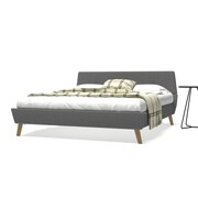 vidaXL Łóżko z materacem, 160x200 cm, materiałowe, jasnoszare vidaXL 275100