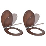 vidaXL Deski sedesowe wolnoopadające, 2 szt., MDF, brązowe vidaXL 275906