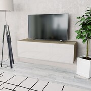 vidaXL Szafka pod TV, 120x40x34cm, kolor dębowy i biały, wysoki połysk vidaXL 244871