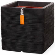 Capi Kwadratowa donica Nature Rib, 40 x 40 cm, czarna, PKBLR903 Capi PKBLR903