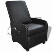 vidaXL Fotel masujący z eko-skóry, elektryczny, regulowany, czarny vidaXL 241683