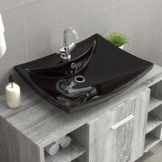 vidaXL Ceramiczna umywalka prostokątna z przelewem oraz otworem na baterie vidaXL 140689
