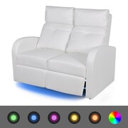vidaXL Fotele kinowe 2 osobowe, biała, sztuczna skóra vidaXL 243596