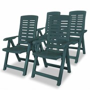 vidaXL Rozkładane krzesła ogrodowe, 4 szt., zielone, 60 x 61 x 108 cm vidaXL 275069