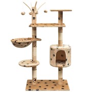 vidaXL Drapak dla kota, 125 cm, beżowy w kocie łapki vidaXL 170483