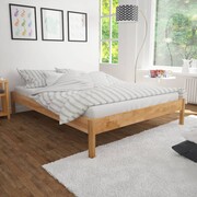 vidaXL Dębowe łóżko dwuosobowe z materacem Memory Foam 140 x 200 cm vidaXL 274719