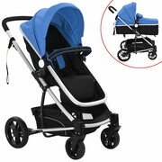 vidaXL Wózek spacerowy 2w1 (gondola i spacerówka) niebieski i czarny vidaXL 10106