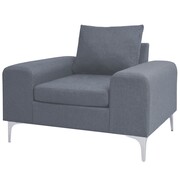 vidaXL Fotel materiałowy z poduszką, stalowe nogi, jasnoszary vidaXL 245520
