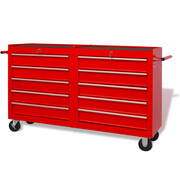 vidaXL Wózek narzędziowy z 10 szufladami, stalowy, czerwony vidaXL 142350