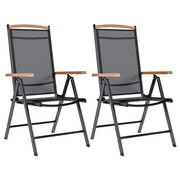 vidaXL Składane krzesła ogrodowe 2 szt., aluminium, czarne vidaXL 41732