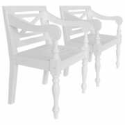 vidaXL Krzesła Batavia, 2 szt., lity mahoń, 58 x 50 x 82 cm, białe vidaXL 246963