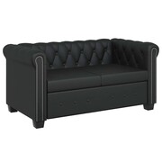 vidaXL Sofa 2-osobowa w stylu Chesterfield, sztuczna skóra, czarna vidaXL 242369