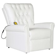vidaXL Elektryczny fotel masujący z eko-skóry, regulowany, biały vidaXL 241671