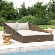 vidaXL Leżak z polirattanu 201 x 139 x 58 cm, brązowy vidaXL 42666