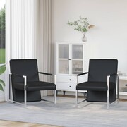 vidaXL Fotele o chromowanych ramach, 2 szt., sztuczna skóra, czarne vidaXL 270179