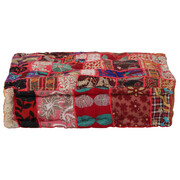 vidaXL Kwadratowy puf patchworkowy, bawełna, 50x50x12 cm, czerwony vidaXL 246575