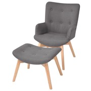 vidaXL Fotel z podnóżkiem, tkanina, kolor szary vidaXL 244662