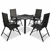vidaXL Zestaw mebli ogrodowych z aluminium, 5 części, czarny vidaXL 42767
