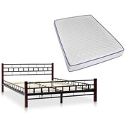 vidaXL Metalowe łóżko z materacem z pianki memory, 140x200 cm, czarne vidaXL 275647
