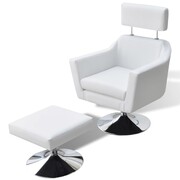 vidaXL Fotel z podnóżkiem z imitacji skóry, biały vidaXL 241030
