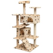 vidaXL Drapak dla kota, 125 cm, beżowy ze wzorem w kocie łapki vidaXL 170478