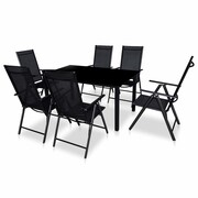 vidaXL Zestaw mebli ogrodowych z aluminium, 7 części, czarny, składany vidaXL 41736