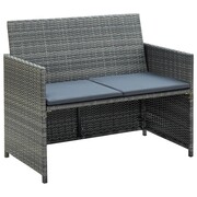 vidaXL Sofa 2-osobowa z polirattanu, 100 x 56 x 85 cm, szara vidaXL 43912