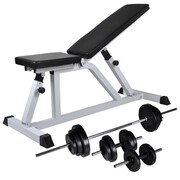 vidaXL Ławka do ćwiczeń ze sztangą i zestawem hantli, 30,5 kg vidaXL 275350
