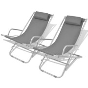 vidaXL Leżaki o stalowych ramach, 2 szt., 69x61x94 cm, szare vidaXL 42938