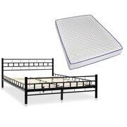vidaXL Metalowe łóżko z materacem z pianki memory, 140x200 cm, czarne vidaXL 275644