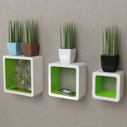 vidaXL 3 biało zielone półki ozdobne MDF Cube vidaXL 242171