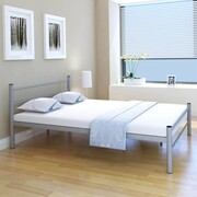 vidaXL Podwójne łóżko metalowe z materacem Memory Foam 140x200cm szare vidaXL 274647
