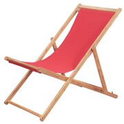 vidaXL Składany leżak plażowy, tkanina, czerwony vidaXL 43999