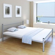 vidaXL Podwójne łóżko metalowe z materacem 180 x 200 cm, szare vidaXL 274657