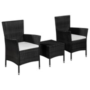 vidaXL Zestaw mebli bistro do ogrodu, polirattan, czarny vidaXL 44094