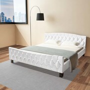 vidaXL Podwójne łóżko ze sztucznej skóry z materacem 180x200 cm, białe vidaXL 274682