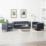 vidaXL Zestaw mebli w stylu Chesterfield, 3 szt., tkanina, szare vidaXL 275631