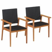 vidaXL 2 krzesła ogrodowe, 56 x 61 x 88 cm, polirattan, czarno-brązowe vidaXL 44079