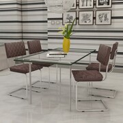 vidaXL Krzesła jadalniane tapicerowane sztuczną skórą, 4 szt, brązowe vidaXL 241346