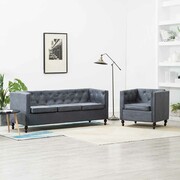 vidaXL Zestaw mebli w stylu Chesterfield, 2 szt., tkanina, szare vidaXL 275629
