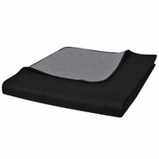 vidaXL Dwustronna pikowana narzuta na łóżko Czarna/Szara 170 x 210 cm vidaXL 130883