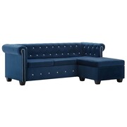 vidaXL Sofa Chesterfield z leżanką, aksamit, 199x142x72 cm, niebieska vidaXL 247142
