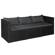 vidaXL Sofa 3-osobowa, polirattan, 180x70x66 cm, czarno-ciemnoszara vidaXL 44173