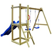 vidaXL Plac zabaw ze zjeżdżalnią, drabinką i huśtawkami, drewno FSC vidaXL 274717