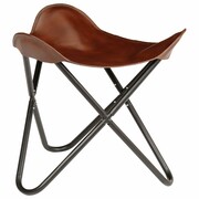 vidaXL Stołek Butterfly z prawdziwej skóry, brązowy vidaXL 246381
