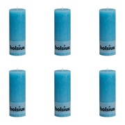 Bolsius Rustykalne świece pieńkowe, 190x68 mm, niebieskie, 6 szt. Bolsius 400689